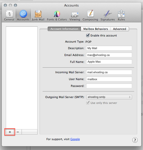 Mac Mail Account Setup